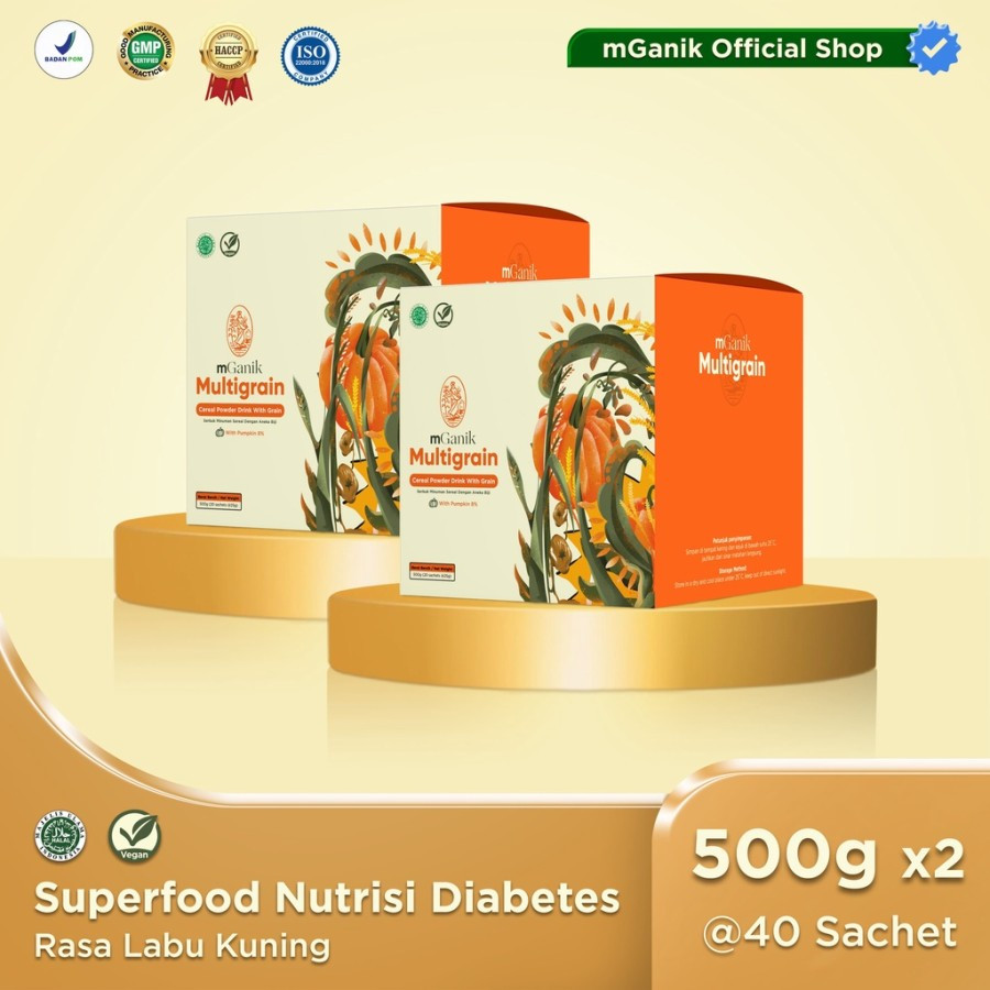 

mganik multigrain 2 Box isi 40 sachet 500 g Untuk Diabetes Gula Darah