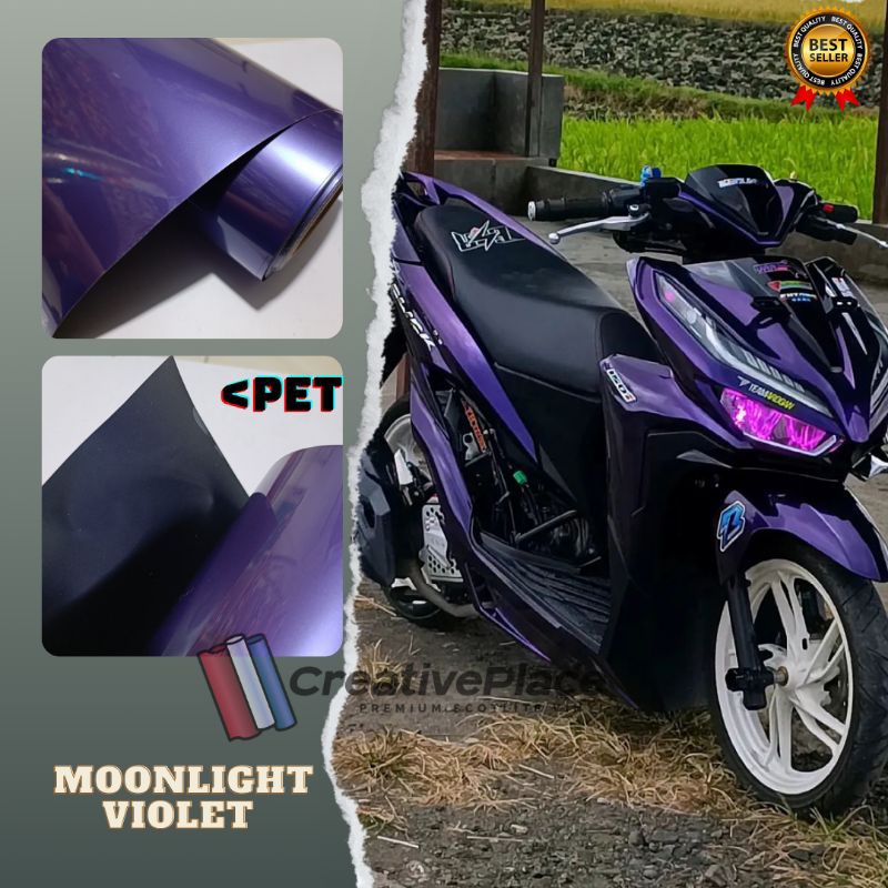 sticker skotlet PET motor moonlight violet premium / scotlite ungu lembayung hitam / skotlet PET asl