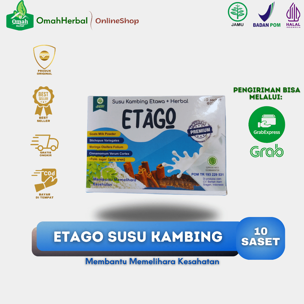 

ETAGO SUSU KAMBING ETAWA + Herbal ISI 10 SASET Original