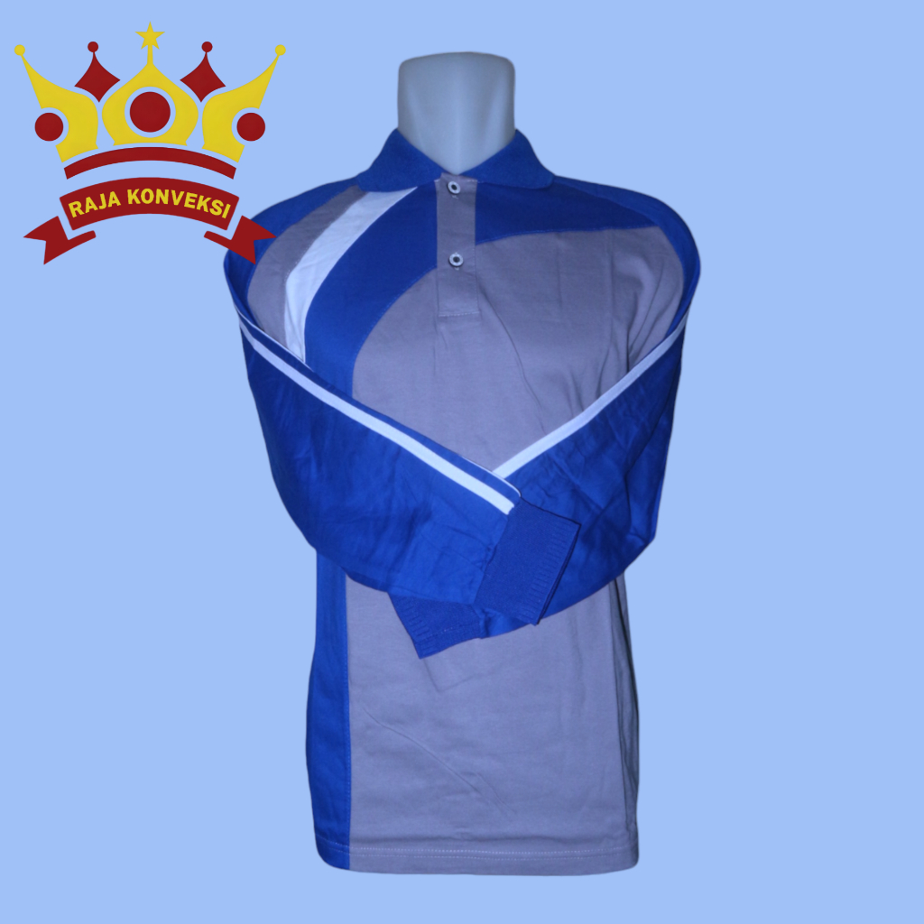 Baju Seragam Olahraga Lengan Panjang Kerah Unisex/Baju Seragam Guru/Dewasa Panjang