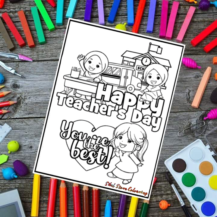 

Kertas Mewarnai Gambar Anak Tema Teacher's Day / Hari Guru / Kertas Gambar (12 Lembar)