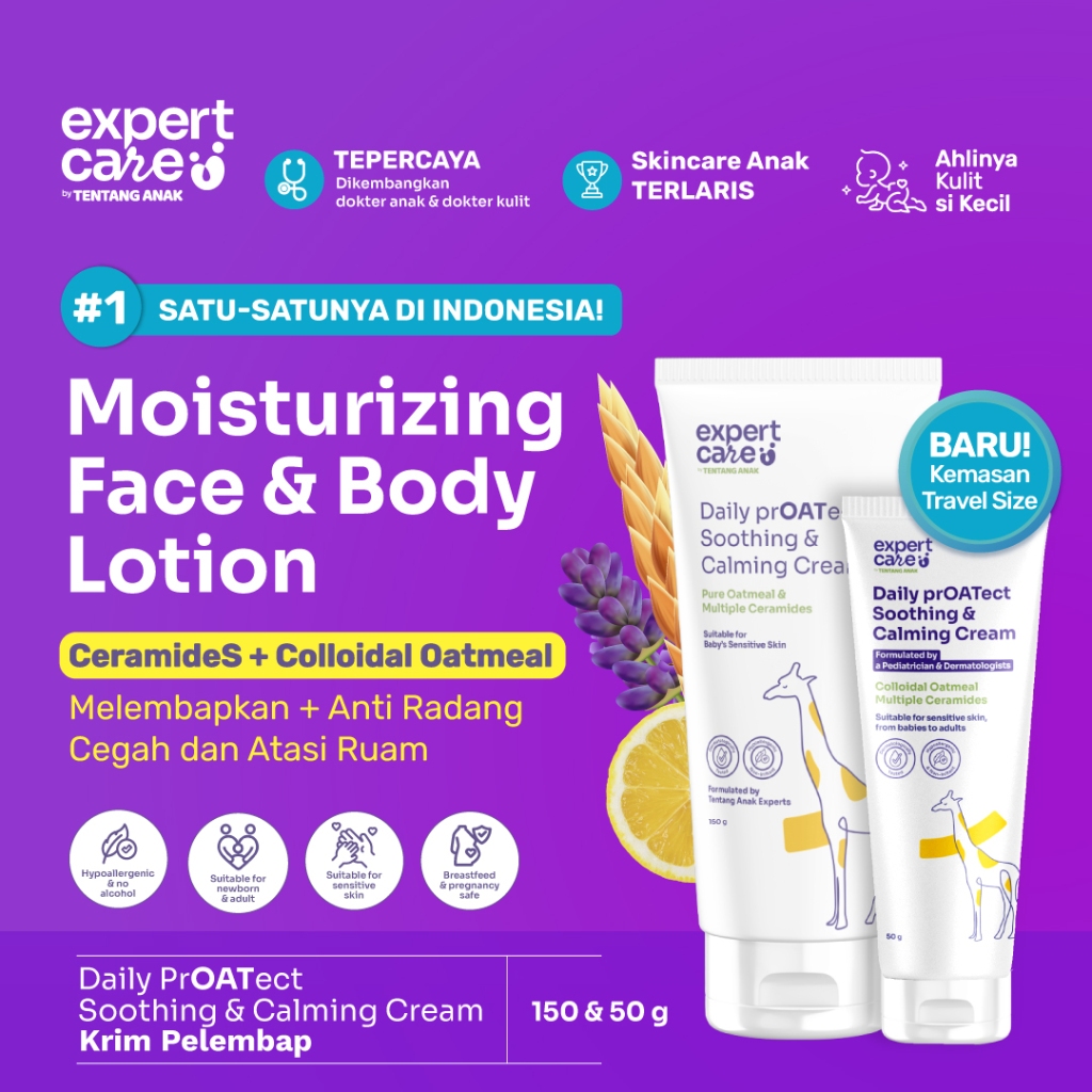 Expert Care Daily prOATect Soothing & Calming Cream Lotion Kulit Bayi Sensitif Ruam Eczema Psoriasis
