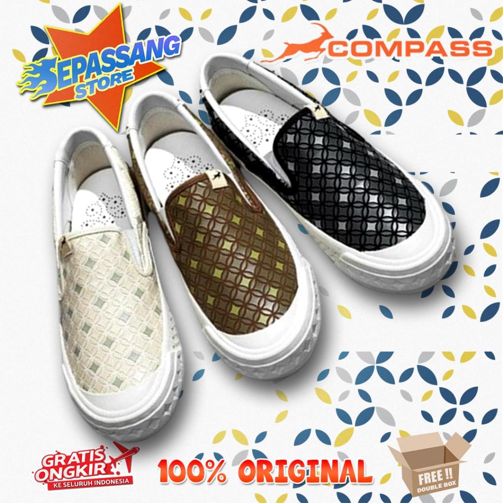 Sepatu Compass Retrograde SLIP ON - Kawung
