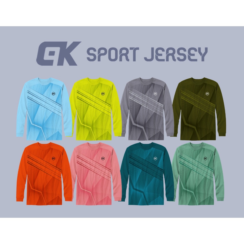 KAOS OLAHRAGA LENGAN PANJANG PRIA WANITA PRINTING VOLLY BADMINTON TENIS RUNNING FUTSAL SEPAK BOLA