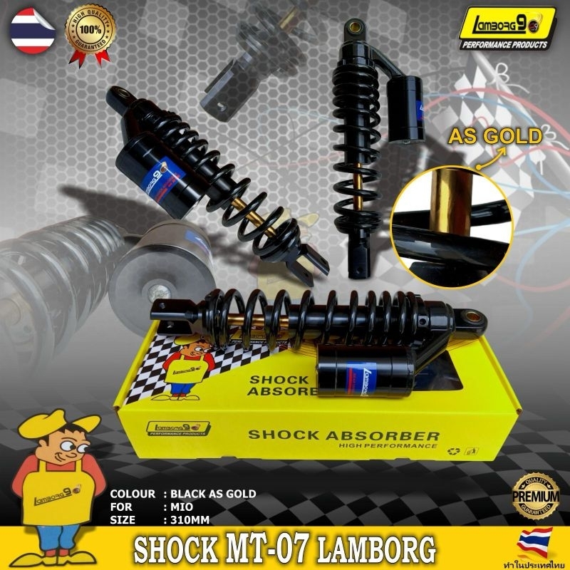 Shock Mio tabung atas Lamborg full black As gold