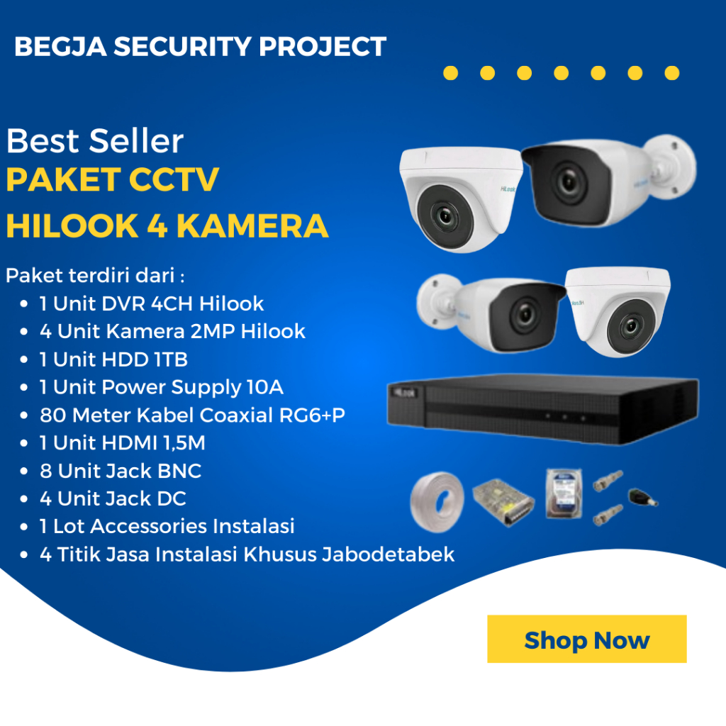 PAKET CCTV HILOOK 4 KAMERA/ PAKET CCTV ANALOG HILOOK