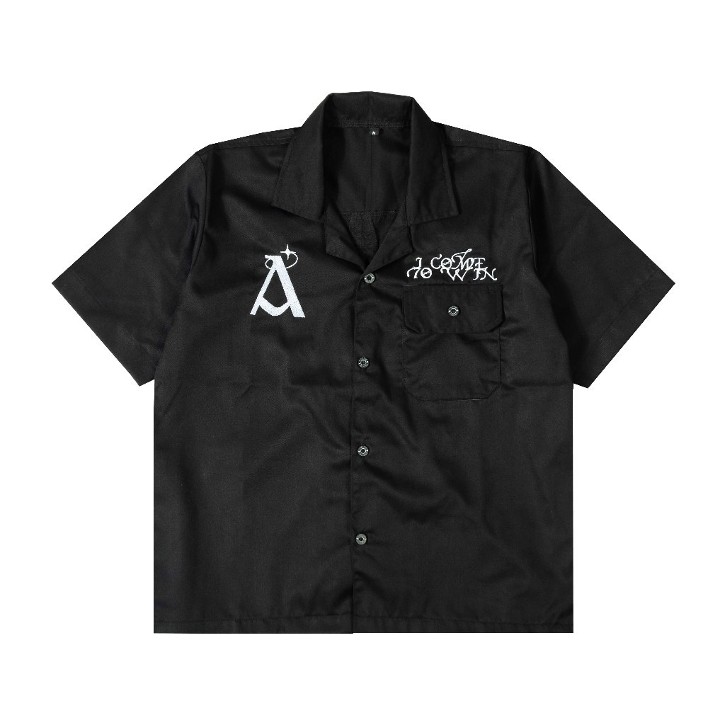 Workshirt Zipper Kemeja Pria | Workshirt Unisex | Hitam