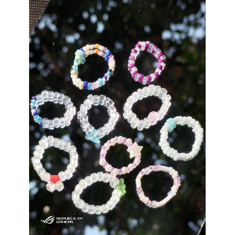 Cincin manik-manik korea lucu set 5-10pcs