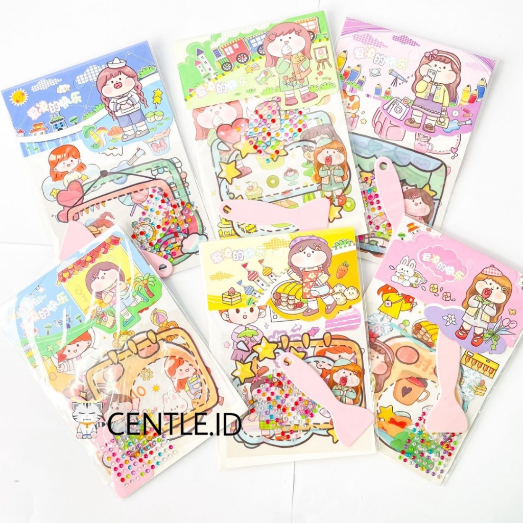 

CENTLE.ID Paket sticker LGL-9461 Stiker 5 in 1 | 3 lembar stiker | perata | glitter