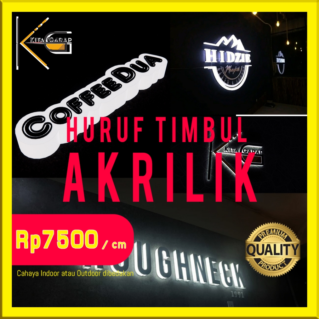 Huruf Timbul Akrilik | Huruf TImbul 3D | Jasa Huruf TImbul Custom