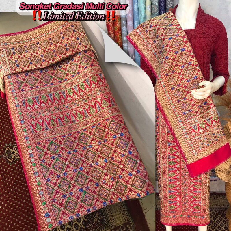 Songket Gradasi Multi Calor-Asli Tenun Tangan Palembang (Ilham Songket)