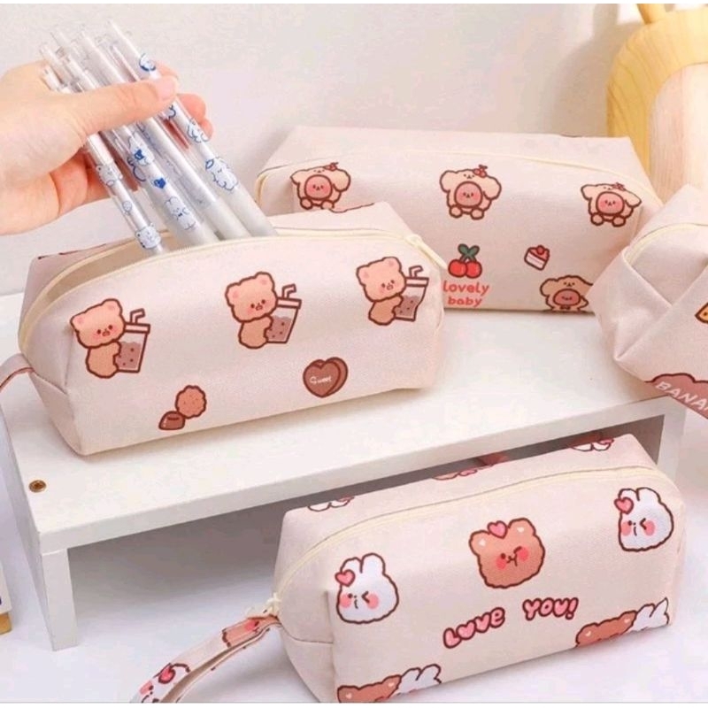 

Tempat Pensil Kanvas Karakter Kartun Korea Art RANDOM Kotak Pensil Lucu Menarik