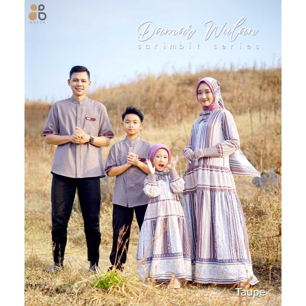Sarimbit Keluarga Nubua Damar wulan Taupe - Baju Couple Gamis Koko
