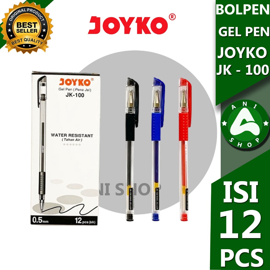 

PULPEN JOYKO GEL PEN ( PENA GEL ) JK-100 TAHAN AIR ISI 12 PCS ANI SHOPP
