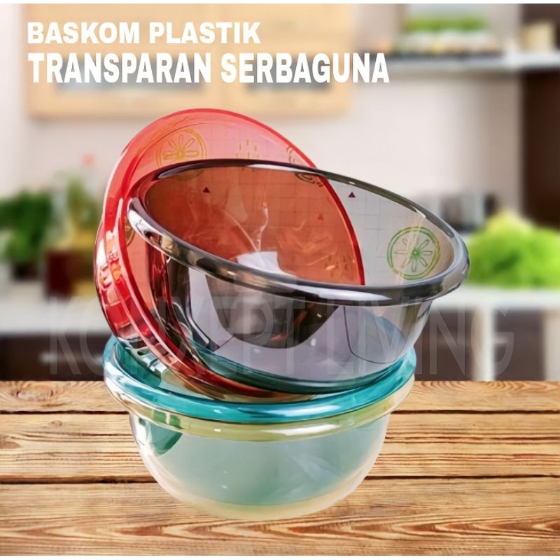 Baskom Transparan Plastik Serbaguna Tempat Sayur Wash Basin Bening Transparan Plastik