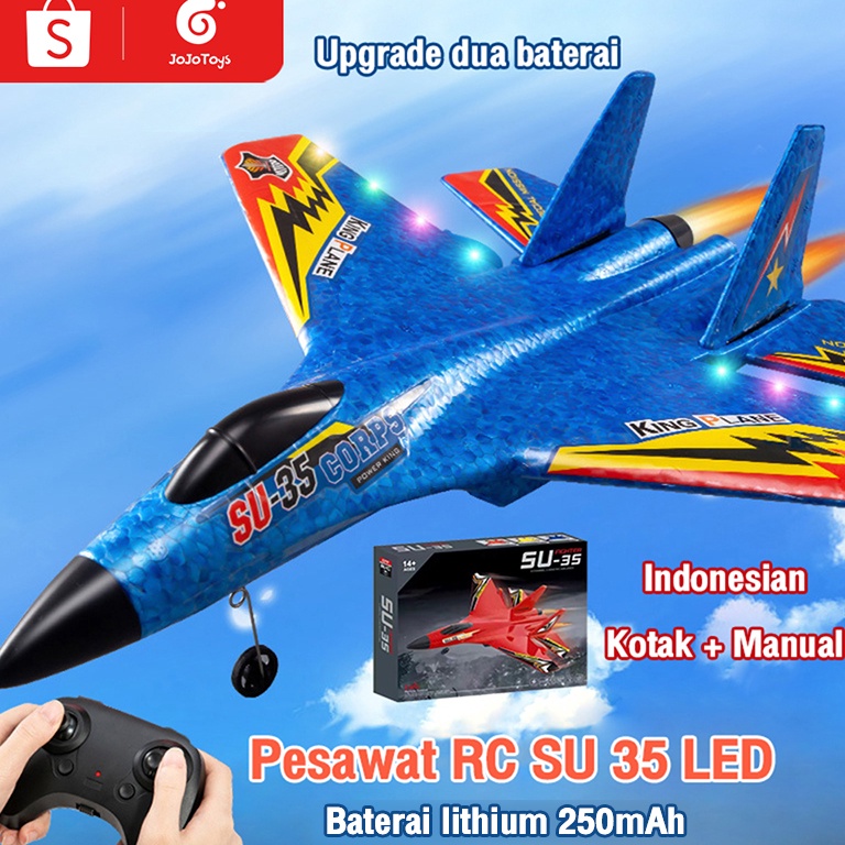 Jojotoy Mainan Pesawat Terbang Remote Control Led Pesawat Glider Airplane Foam SU35 Pesawat Mainan P