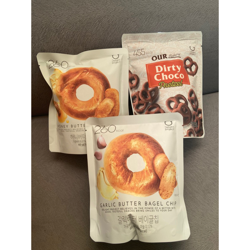 (READY STOCK) DELIGHT PROJECT GARLIC BUTTER BAGEL CHIP HONEY BUTTER BAGEL CHIP DIRTY CHOCO PRETZEL