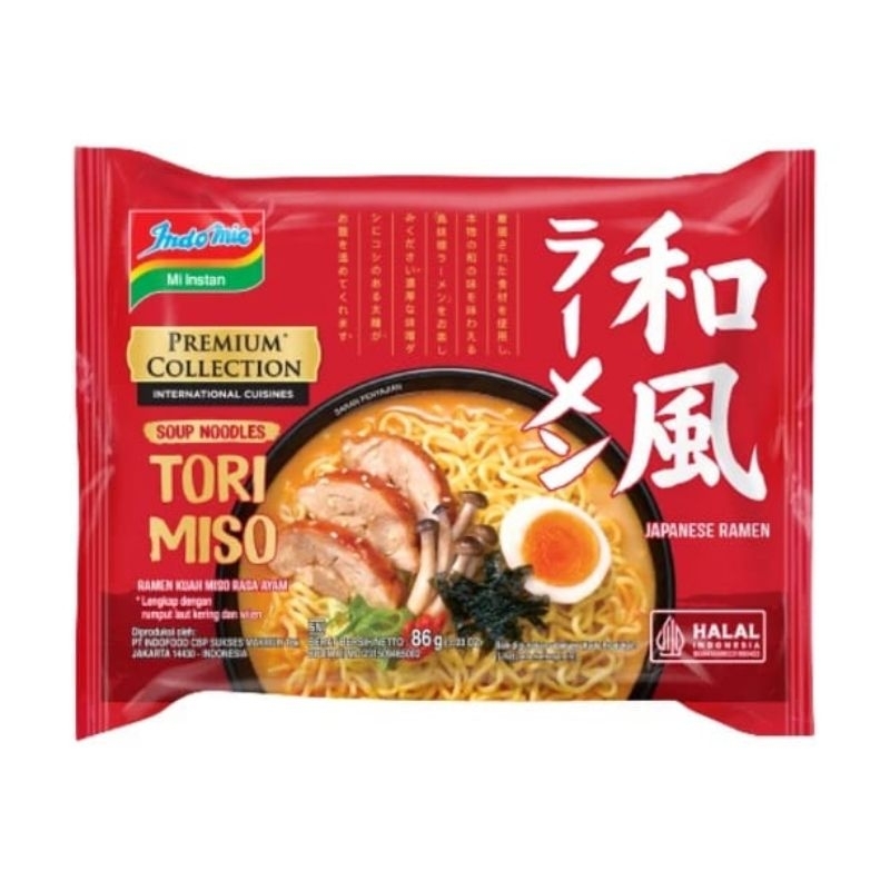 

Indomie Mie Instan Premium Rasa Kuah Tori Miso Japanese Ramen Kemasan isi 86 gram