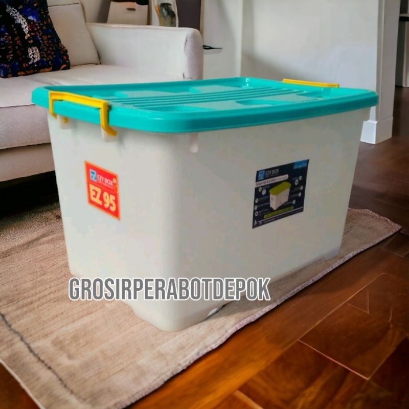 EZY STORAGE CONTAINER BOX CB 95 LITER KOTAK/TEMPAT PENYIMPANAN BESAR JUMBO WADAH DENGAN RODA