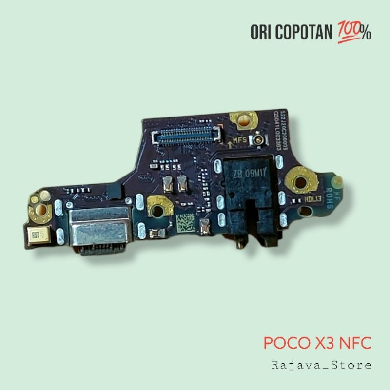 Papan konektor cas mic headset bawah poco x3 nfc ori original copotan asli