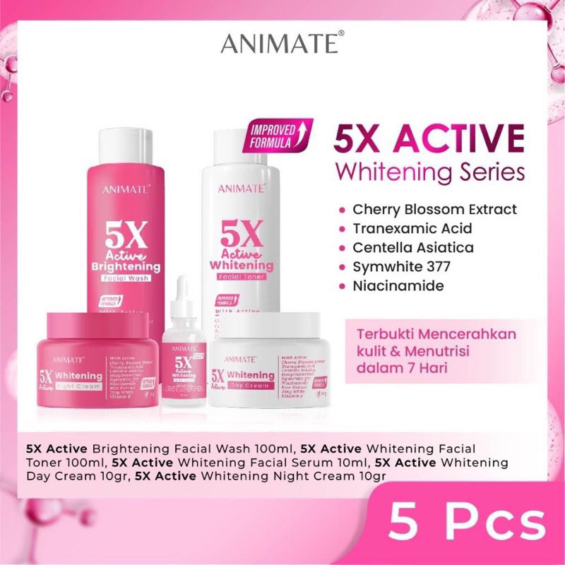 Animate Skincare Ori BPOM Kemasan BARU 5in1 Active Whitening series, perfect glowing barrier series,