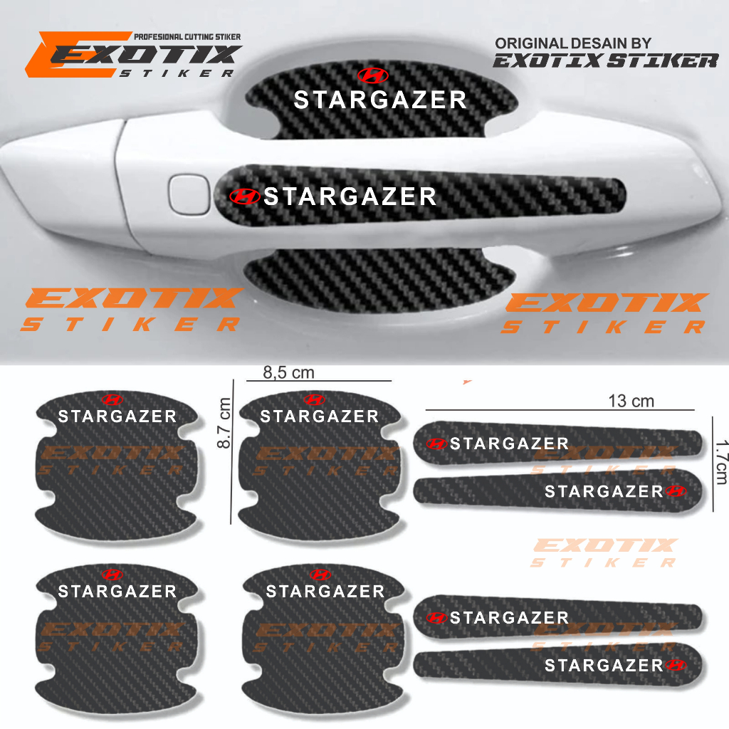 8pcs stiker carbon handle pintu mobil hyundai stargazer cuting stiker pelindung gagang pintu mobil