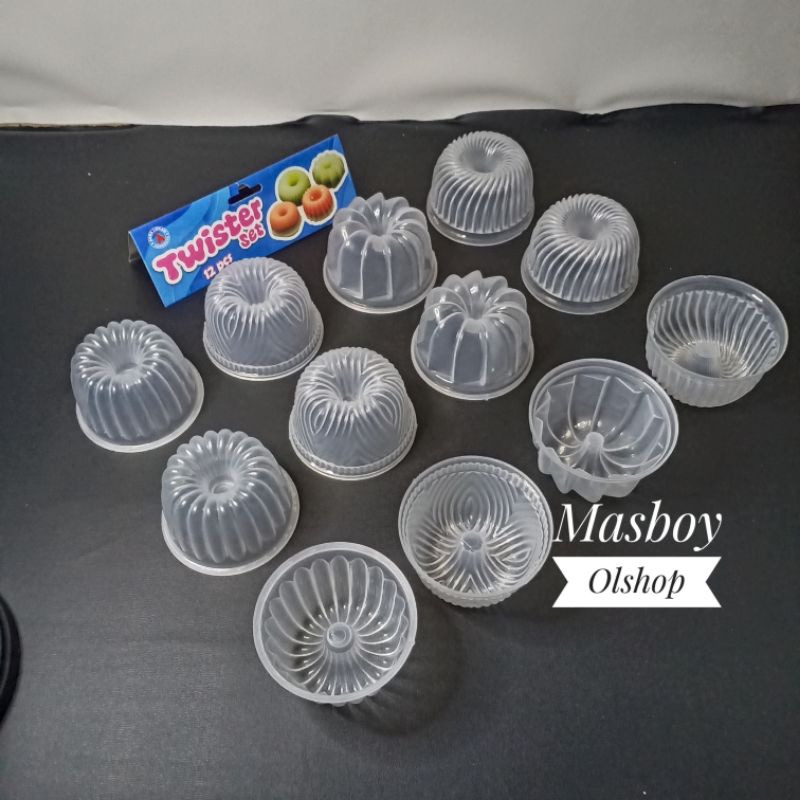 12 Pcs Cetakan Puding Mini Plastik Jelly Cup Cake Mold / Cetakan Kue