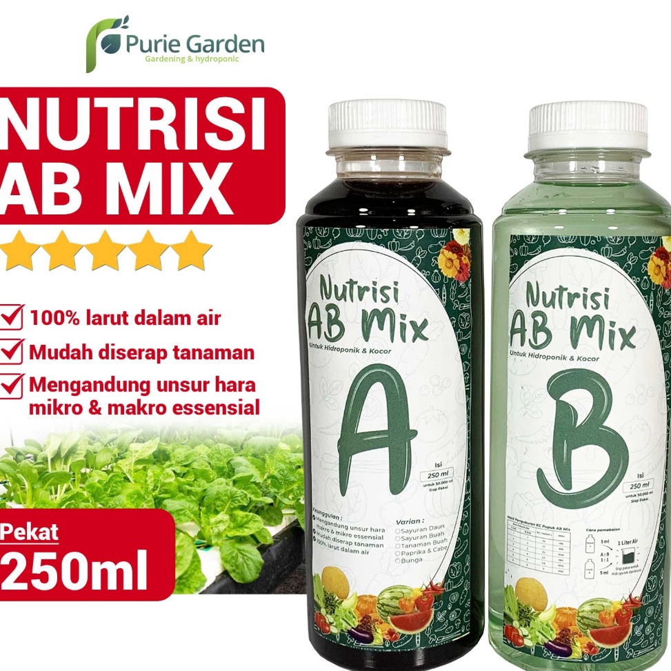 WER74 Nutrisi AB Mix Sayuran Buah Cabe Bunga Cair 25ml Pekat Purie Garden VPH