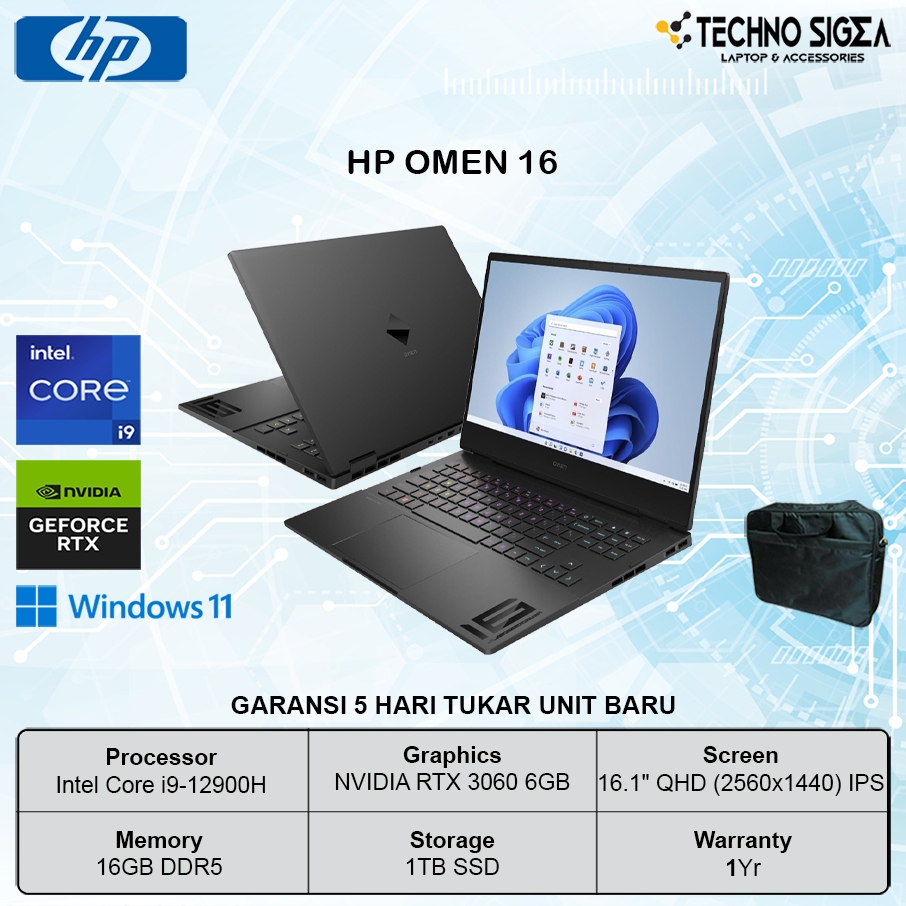 HP OMEN 16 i9 12900 RTX3060 6GB 16GB 1TB 16.1 QHD IPS