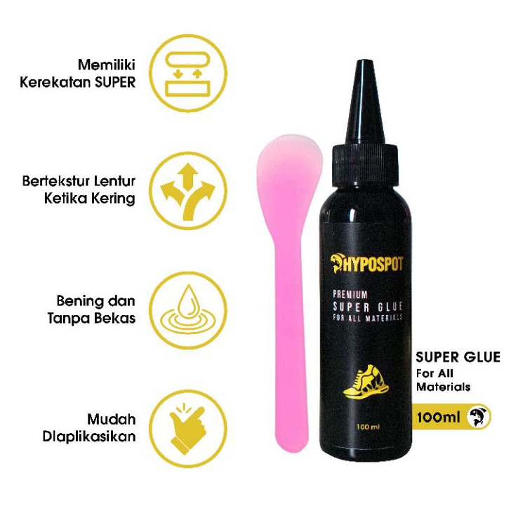 TERMURAH LEM SEPATU HYPOSPOT Bening  Lem Sendal  Outsole Midsole Insole  For boost  Canvas  Kulit  S