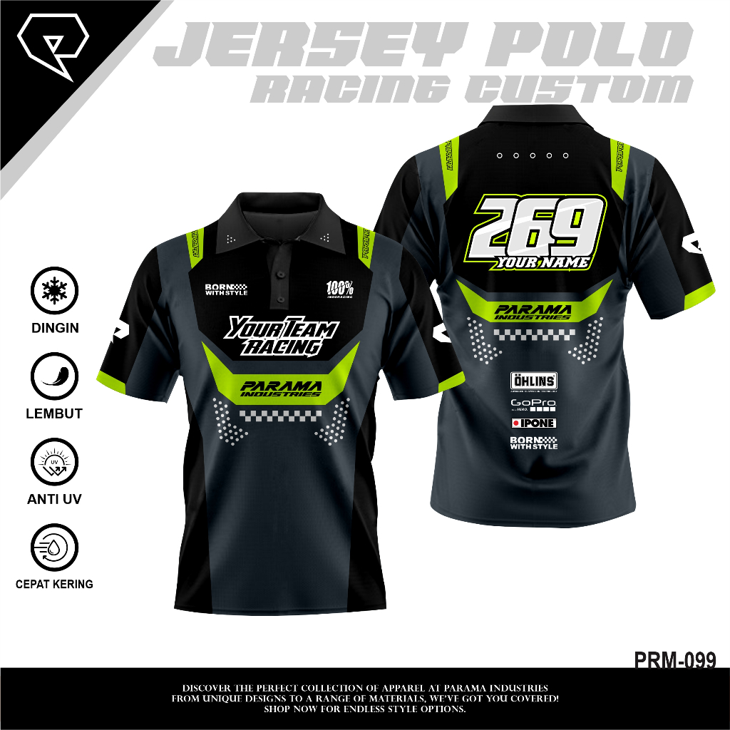 Parama Jersey Gratis Request Custom Desain Premium Polo Racing FullPrint Baju Tim Balap Motor Drag