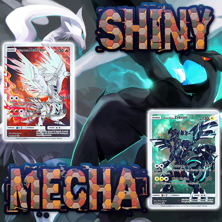 KARTU POKEMON TCG RAINBOW HOLOGRAM SPECIAL SHINY MECHA RESHIRAM ZEKROM