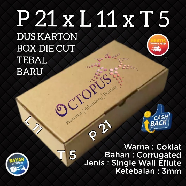 

DUS KARTON BOX DIE CUT 21x11x5CM TEBAL 3MM KEMASAN PACKING KARDUS BARU