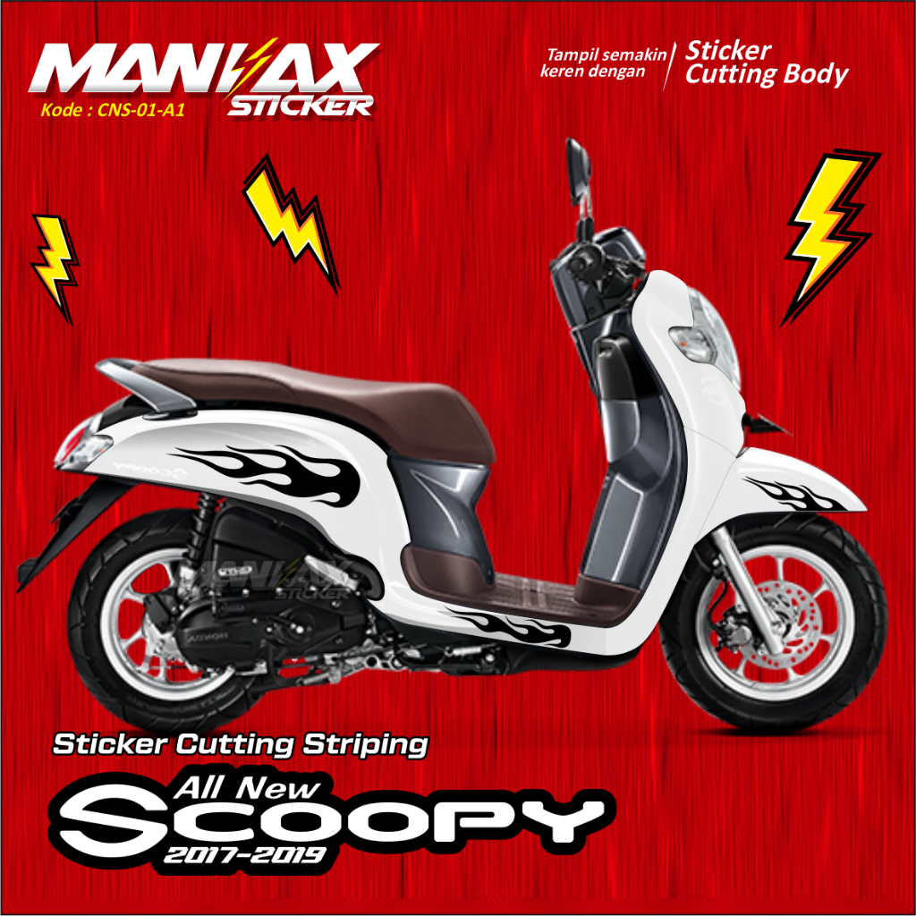 CUTTING STRIPING VARIASI MOTOR SCOOPY NEW 2019 DESAIN API / STICKER LIST CUTTING HONDA SCOOPY 2019 A