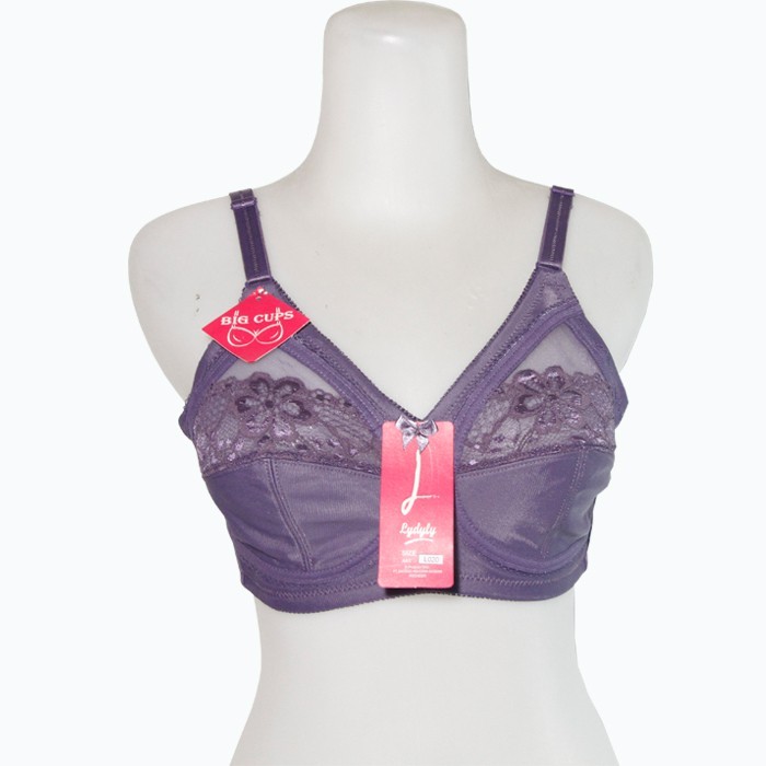 Lidily - Bra Tanpa Busa Tanpa Kawat Mptif Renda Elegant Bh Big Cup bh l020
