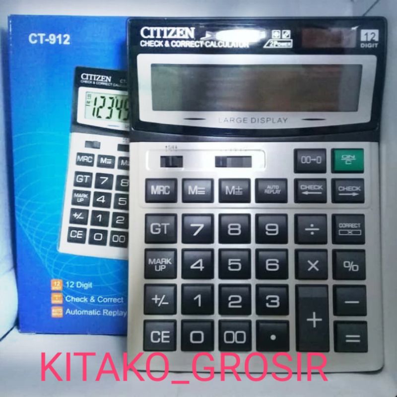 

KALKULATOR KINCIZEN 912 12 DIGIT|CITIZEN CT-912 BESAR/JUMBO BIG SIZE ANGKA KOMPUTER 12 DIGIT/CITIZEN/ORI/PREMIUM/BATRAI AA