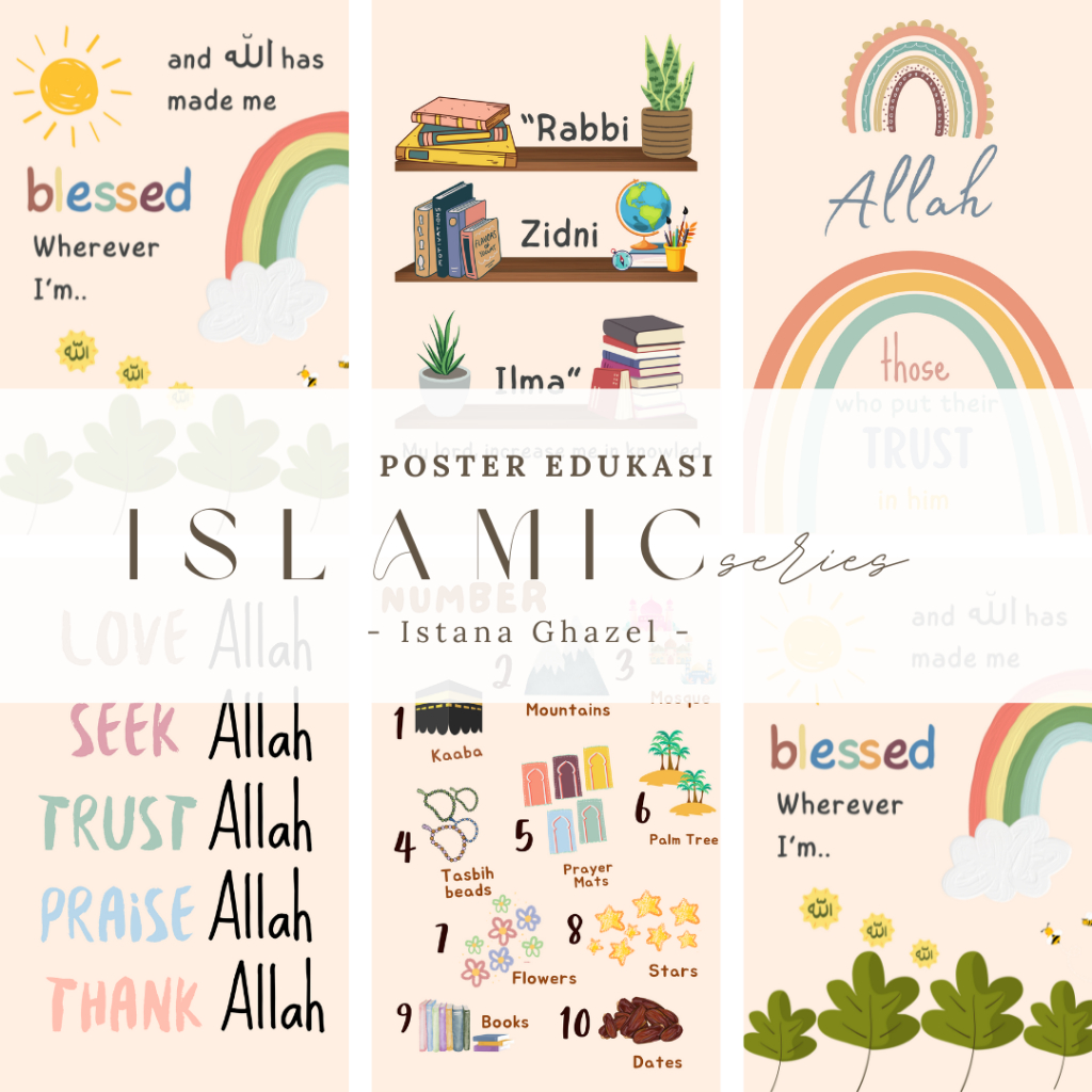 POSTER EDUKASI ANAK ISLAMI/HIASAN DINDING ISLAMI/HIASAN DINDING AESTHETIC
