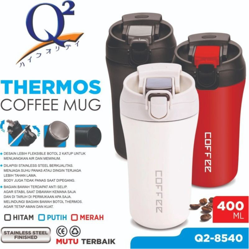 Q2-8540 Thermos Kopi Mug Tahan Panas 400 Ml Gelas Termos Cofee Q2 8540