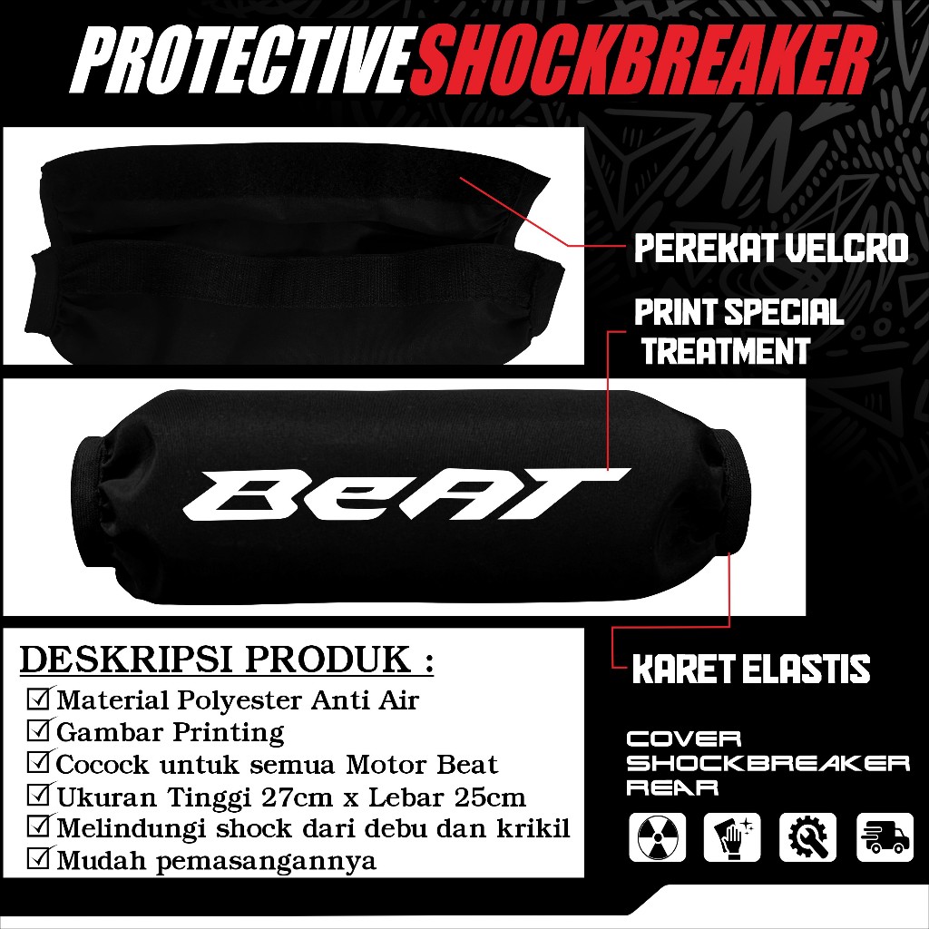 Sarung Cover Shockbreaker Tutup Shock Belakang Sarung Shok Motor Beat Mio Scoopy Vario Universal JP
