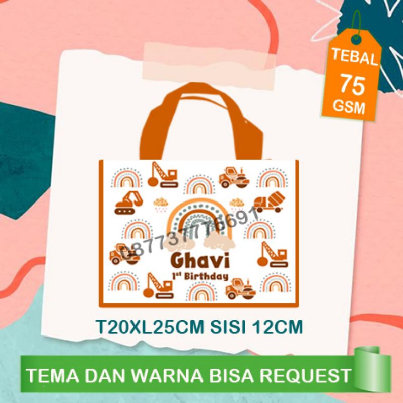 

tas ultah excavator rainbow cute