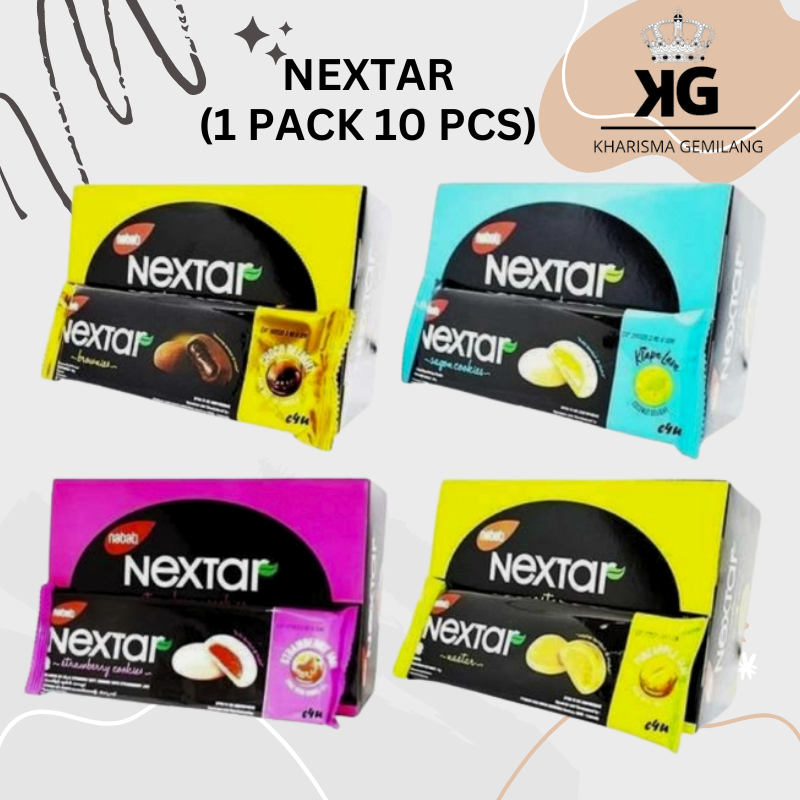 

NABATI NEXTAR - NABATI NEXTAR 340gr (1 PACK 10 PCS) Biskuit Nastar Brownis Cookies Rasa Colat Nanas Stawberry Bluberry