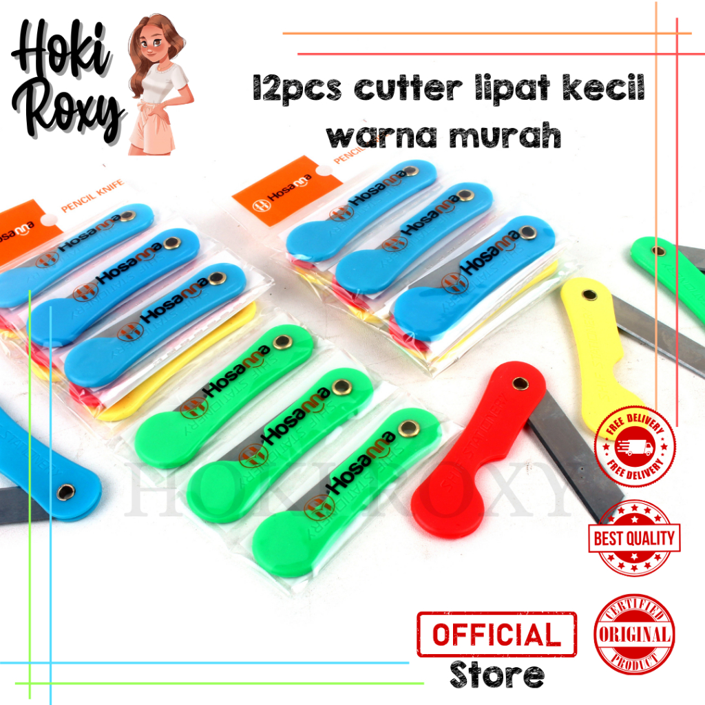 

CUTTER PISAU LIPAT KECIL WARNA 12PCS
