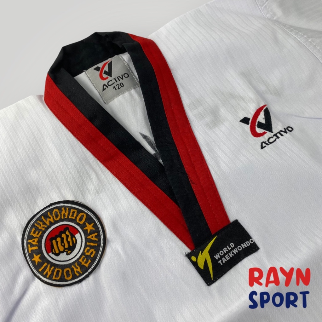 Baju Taekwondo Dobok SENDY ACTIVO Poom Kerah Merah Hitam Anak dan Dewasa