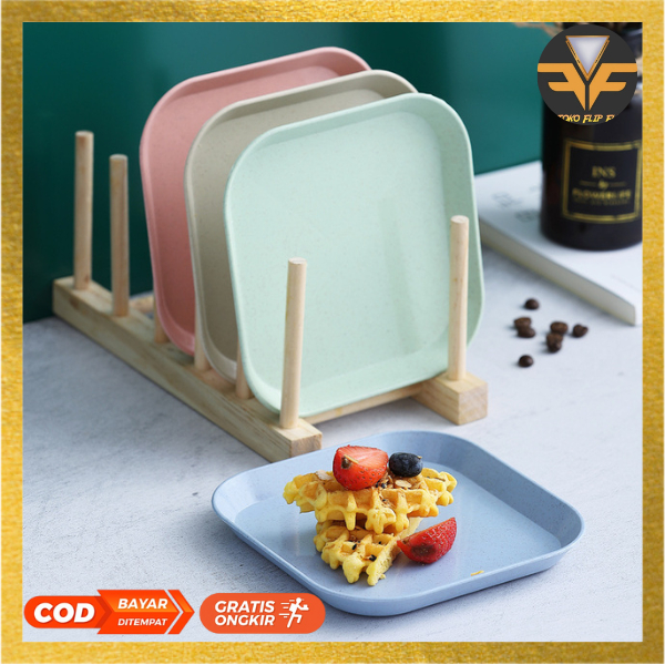 Piring Jerami Persegi / Piring Saji Buah / Wadah Buah Snack / Piring Plastik Ceper