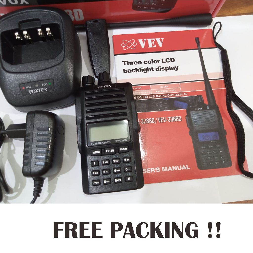 Radio Handy Talky VEV 3388D VHF 5W, HT VEV 3388 D 136-174MHz, HT Toserba HT. MURAH