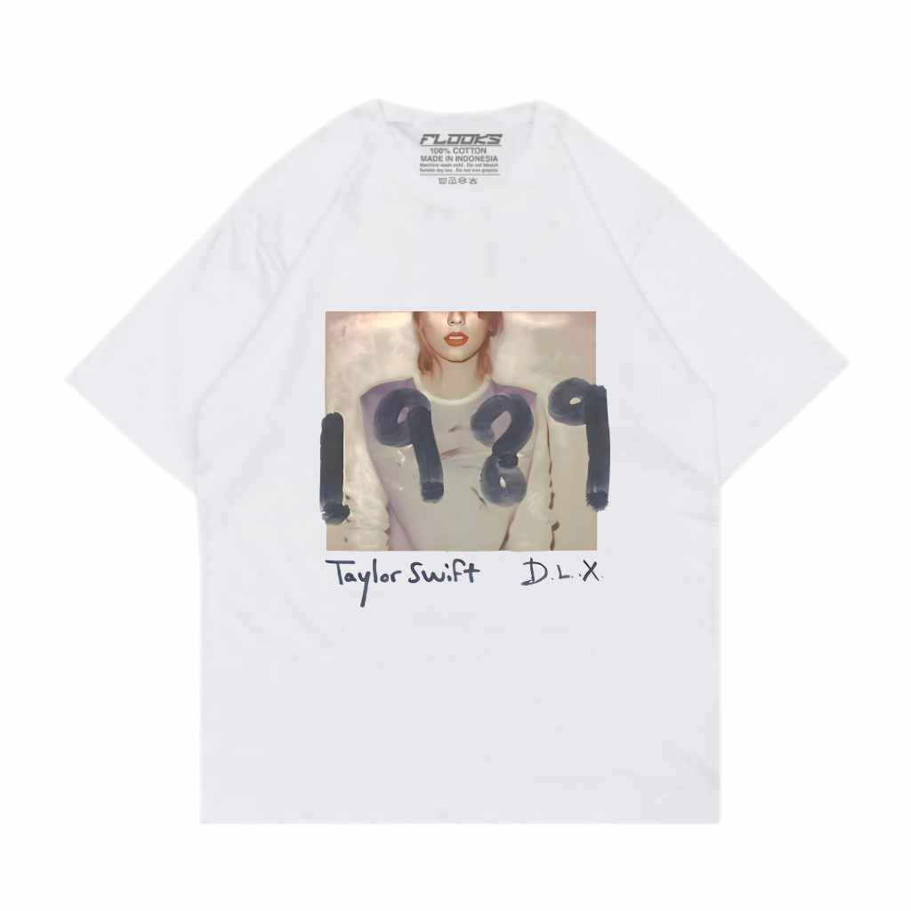 Flooks Tshirt Vintage  Taylor Swift 1989 DLx Music Kaos lengan pendek Putih 24s Combed