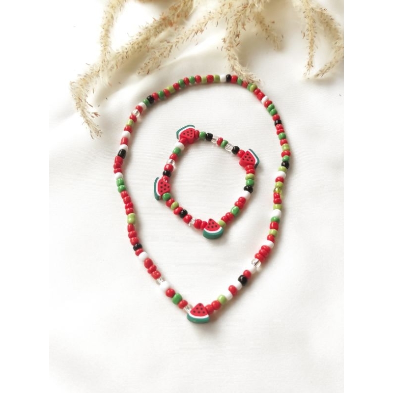 set gelang kalung semangka