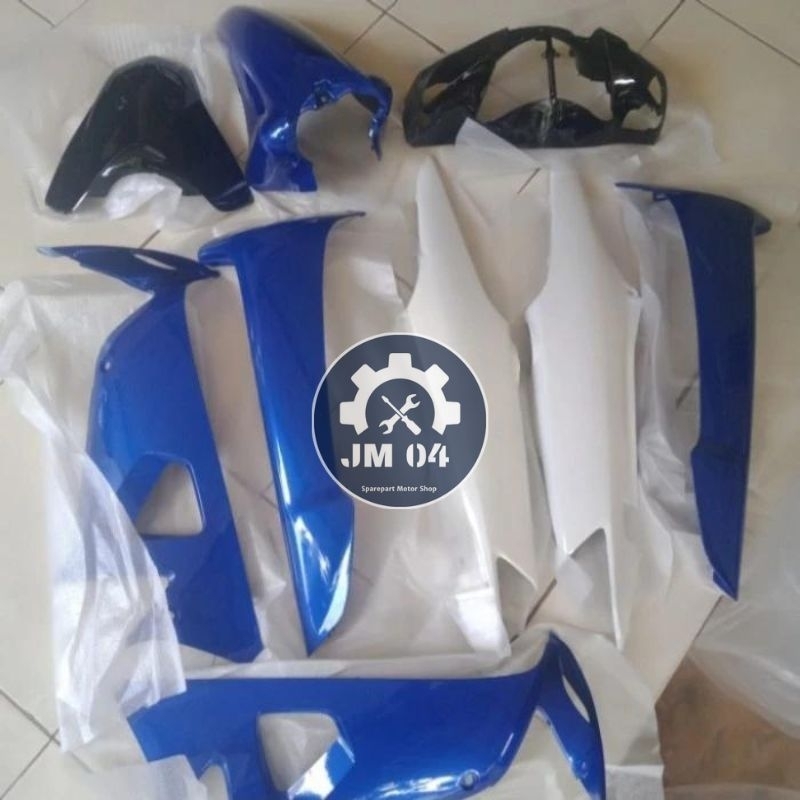 Cover body halus motor honda supra fit new/fit s/fit x warna biru putih