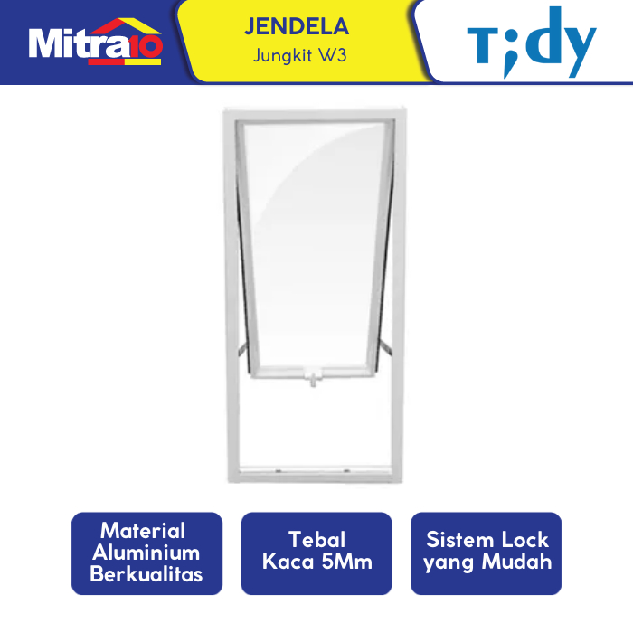 Jendela Jungkit Aluminium 60x150cm Putih W3 - Tidy