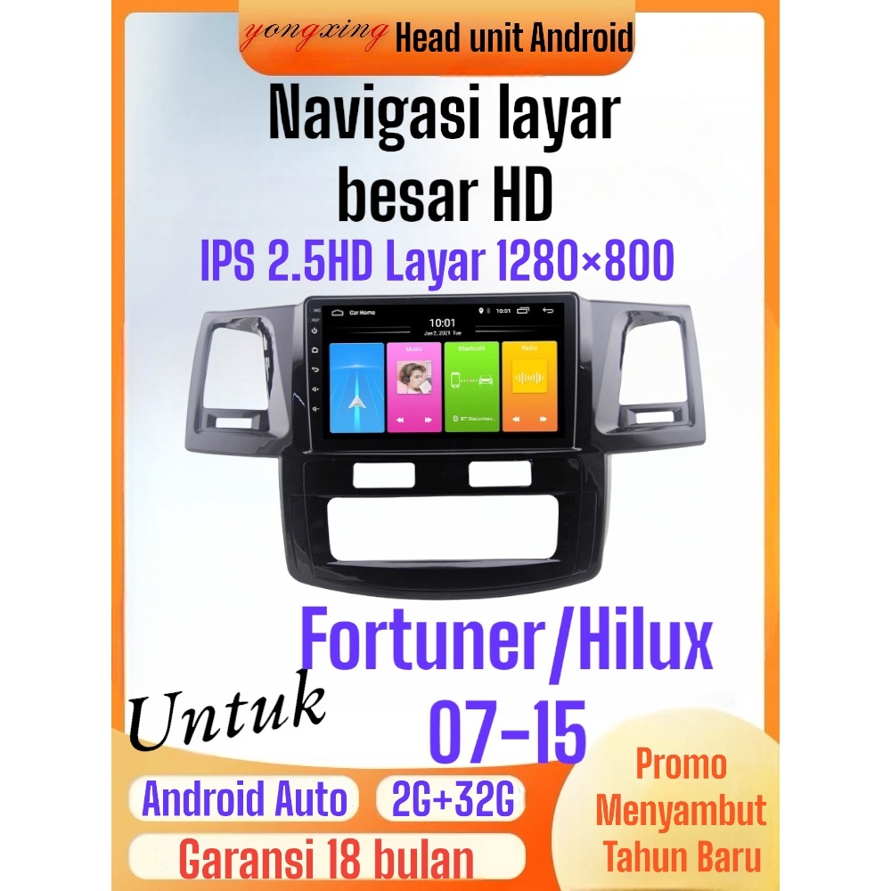 Head Unit Android Untuk Toyota Fortuner/Hilux Thn 208-2015 9Inch Penerima Navigasi & Penerima AV And
